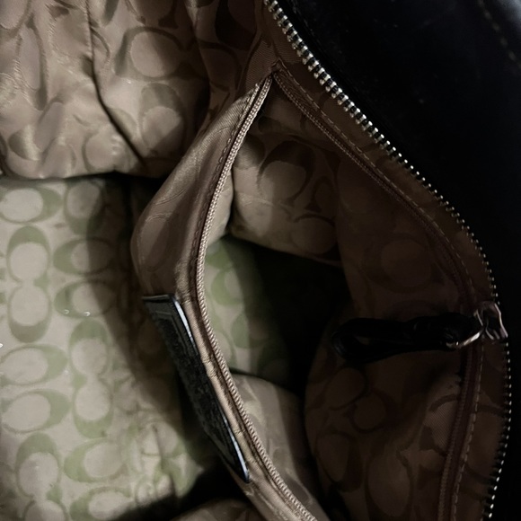 COACH SHOULDER SATCHEL TOTE BAG BLACK LEATHER ZIP GREAT BUY - Picture 9 of 10